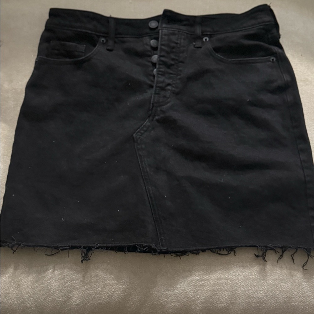 Old Navy Black Frayed Hem Pencil Skirt